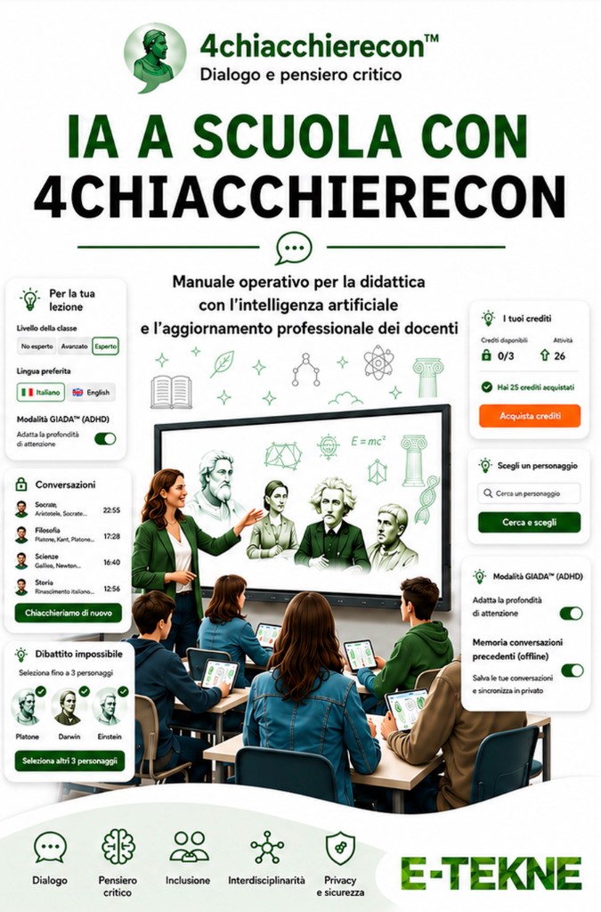 Copertina della guida IA a scuola con 4chiacchierecon